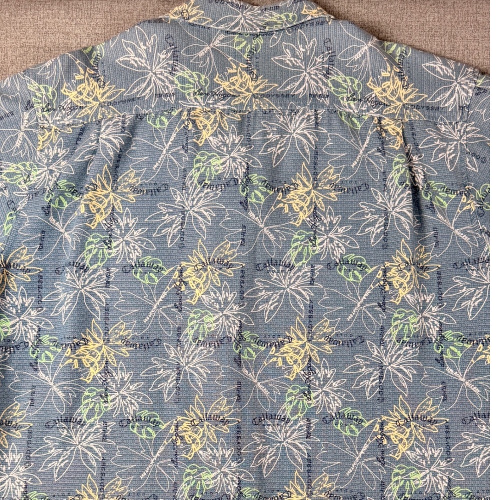Vintage Callaway Golf Hawaiian Shirt Mens XXL Blue Floral Odyssey Ben Hogan - Picture 4 of 6